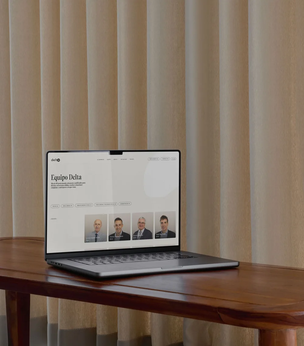 Página de equipo de la web de Delta tras el rebranding