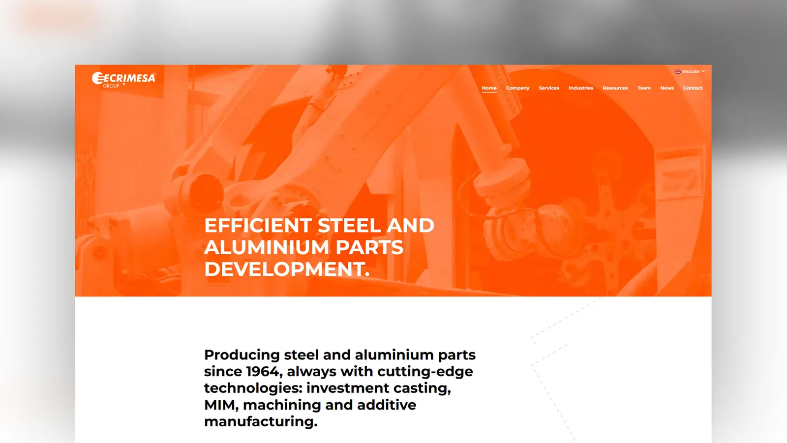 Web industrial de Ecrimesa Group, con alcance internacional