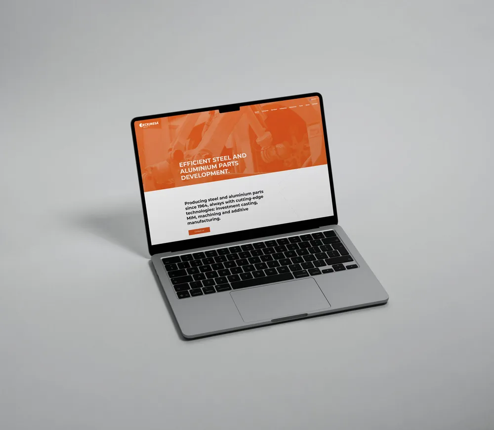 Portada de la web industrial de Ecrimesa Group en un portátil