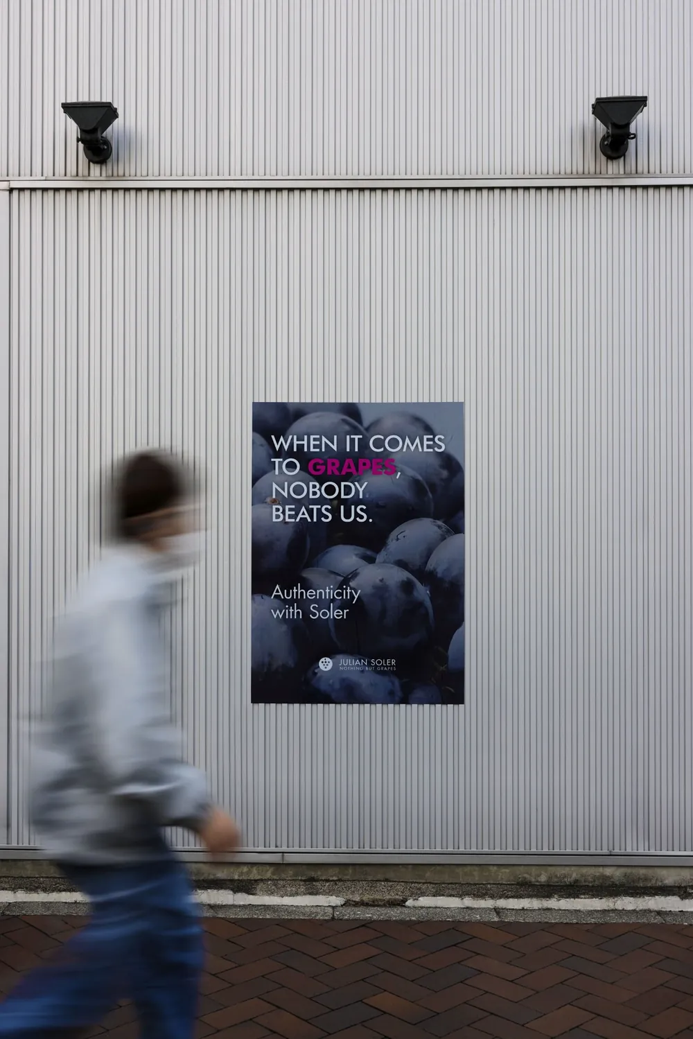Cartel de campaña de Julián Soler, «When it comes to grapes, nobody beats us»