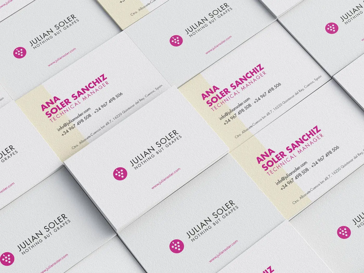 Identidad corporativa de Julián Soler en las tarjetas de visita