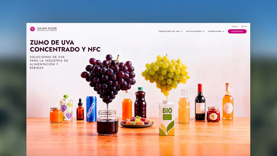 Web internacional de Julián Soler, zumo de uva concentrado y NFC