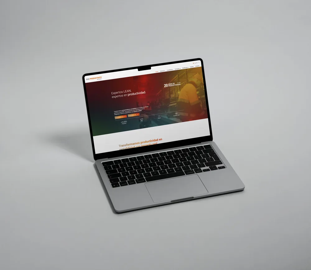 La web de SGS Productivity vista en un portátil