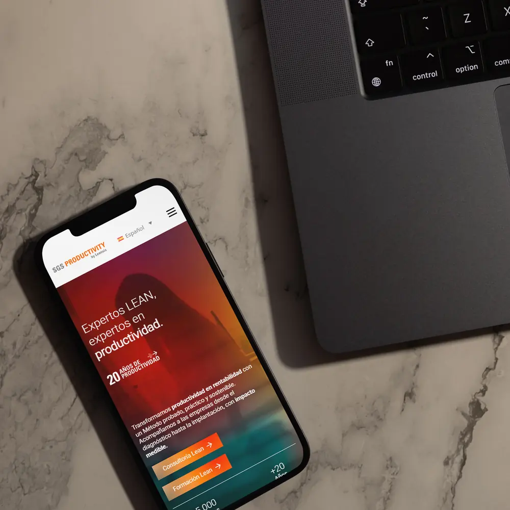 B2B advertising: the SGS Productivity website on mobile and laptop