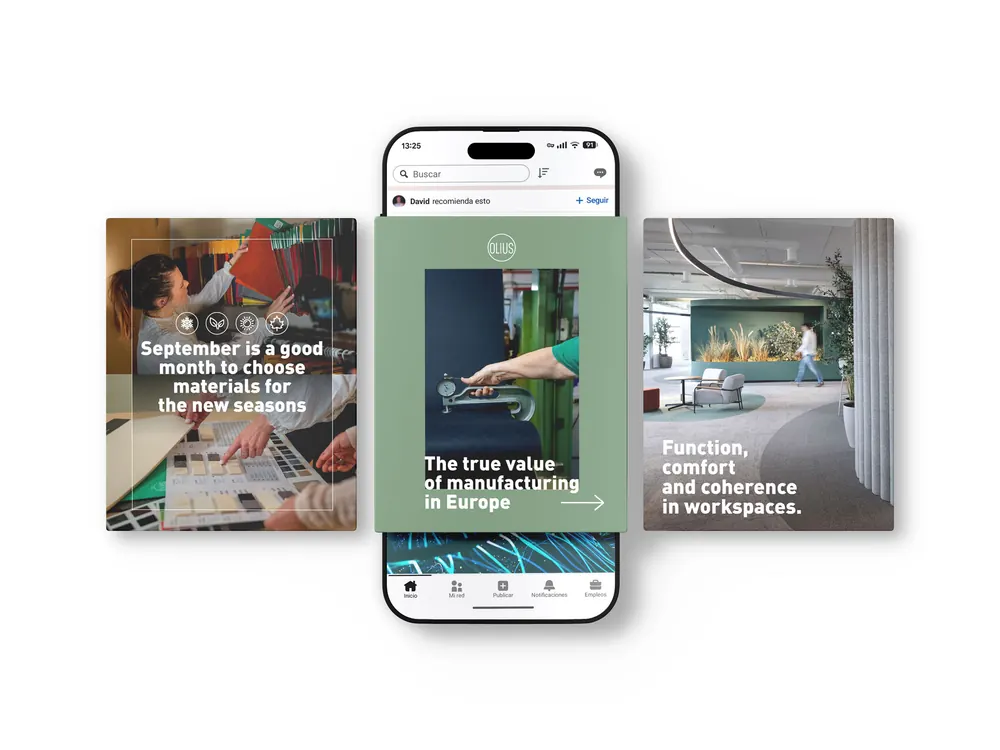 Publicidad B2B: creatividades de Textil Olius para LinkedIn